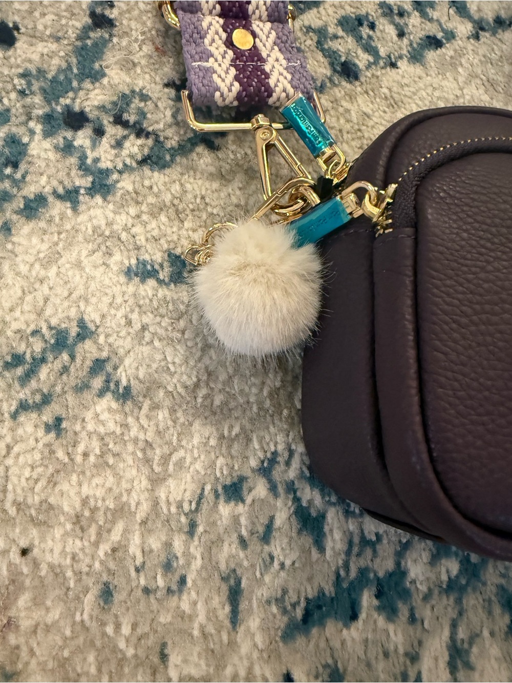 NWT Pom Pom London Purple Crossbody Bag with Multiple Straps - Picture 4 of 13